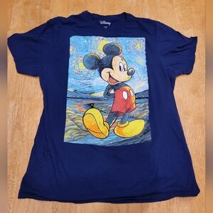 EUC Disney Mickey Mouse van Gough graphic print tee shirt top